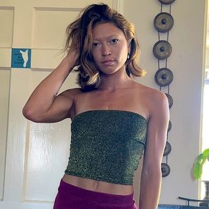 Urban Outfitters Gold Sparkly Crop Top